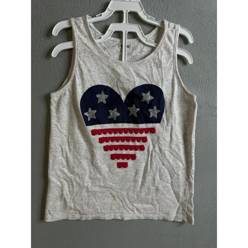 Gymboree Girls Tank Top Size‎ S (5-6) Patriotic Heart Stars Sleeveless Shirt